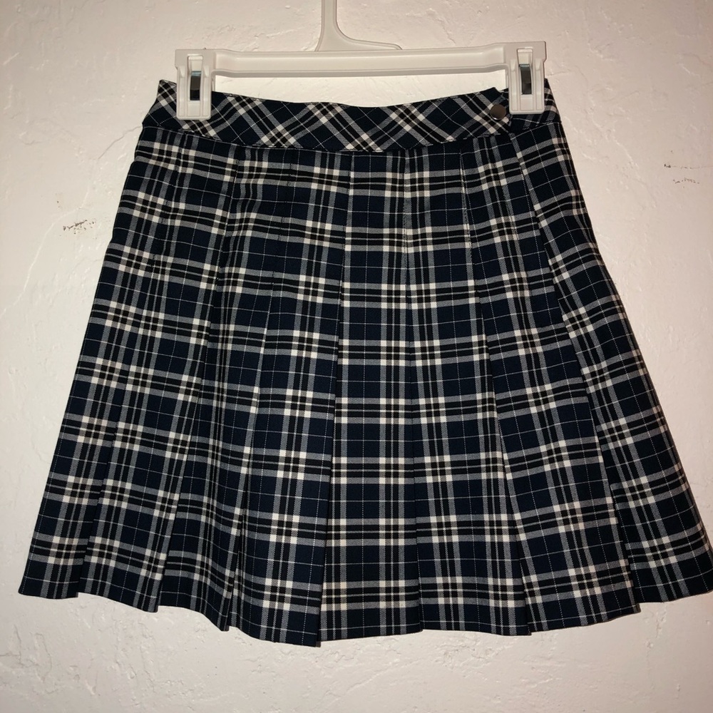 Navy blue pleated skirt